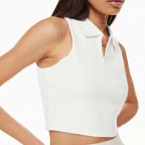Aritzia Sunday Best Crop Polo Sleeveless Tank Top White